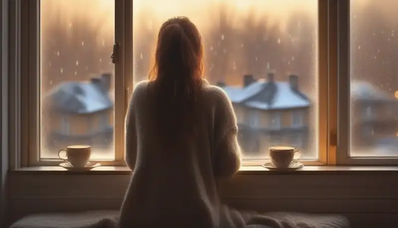 Frau am Fenster im Winter – eine wahre Geschichte über Neuanfänge